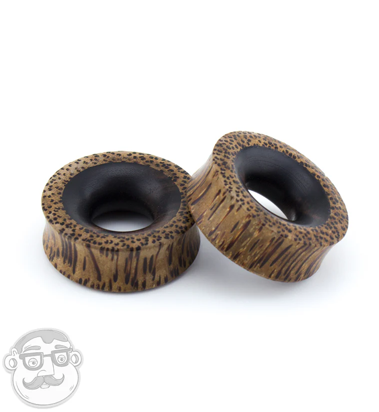 Concave Coconut Wood Tunnels With Areng Wood Inlay - Mrs Treak