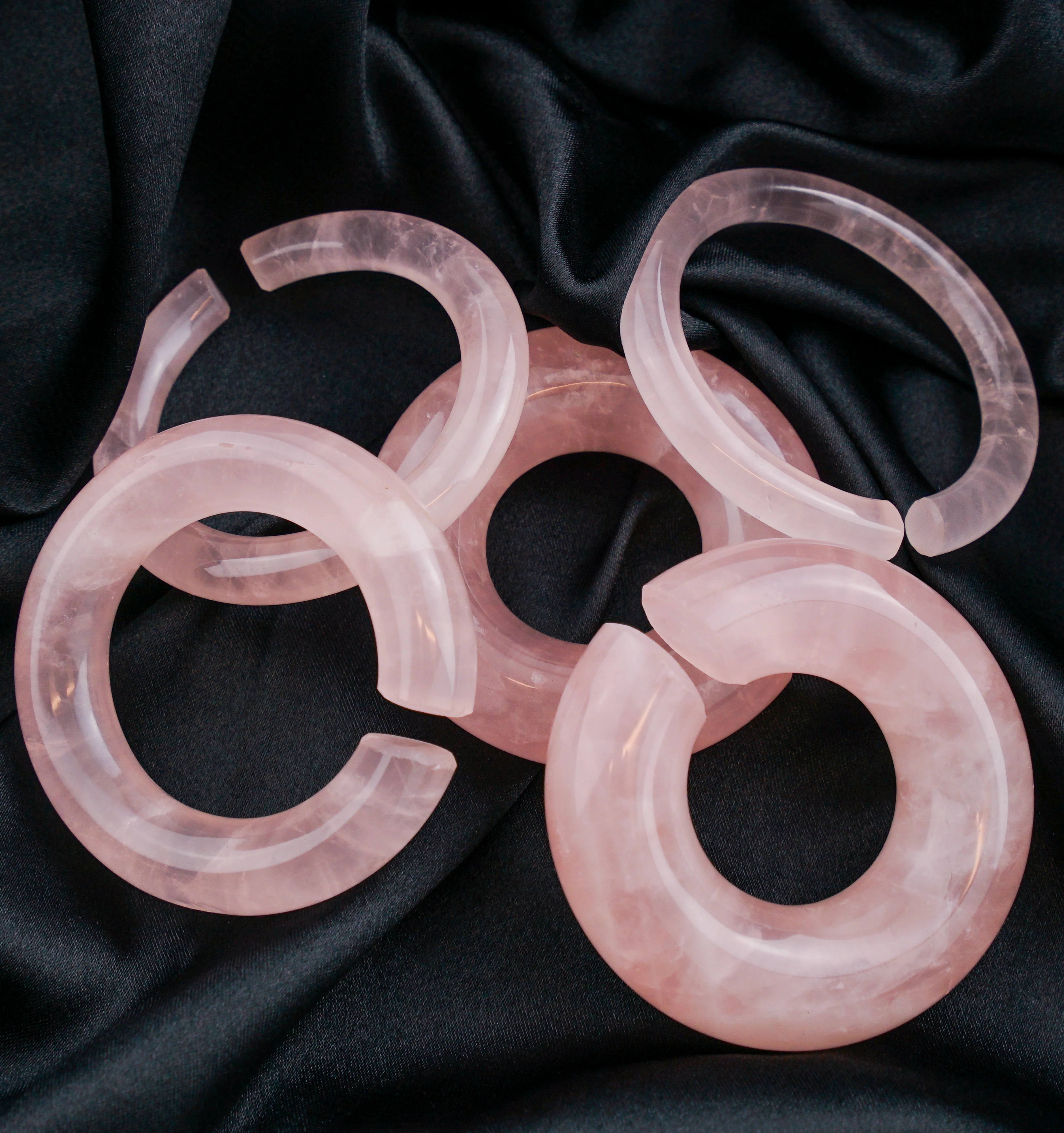 Rose Quartz Stone Hoop Plugs - Mrs Treak