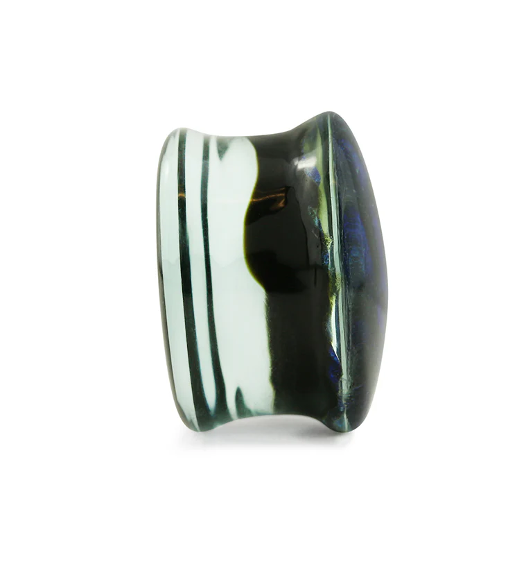Arcadia Blue & Green Dichroic Glass Plugs - Mrs Treak