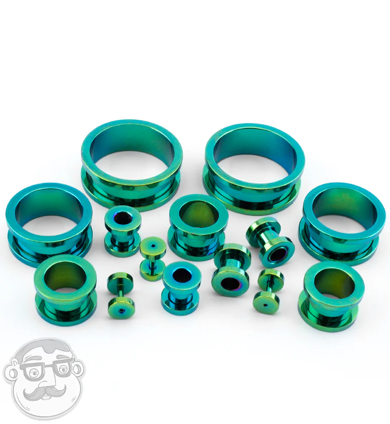 Green PVD Stainless Steel Ear Tunnels - Mrs Treak
