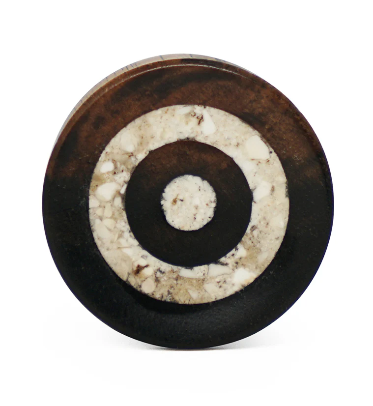 Areng Wood Plugs With White Target Stone Inlay - Mrs Treak