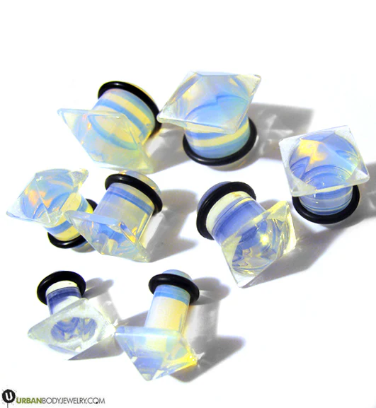 Opalite Glass Squared Plugs - Mrs Treak