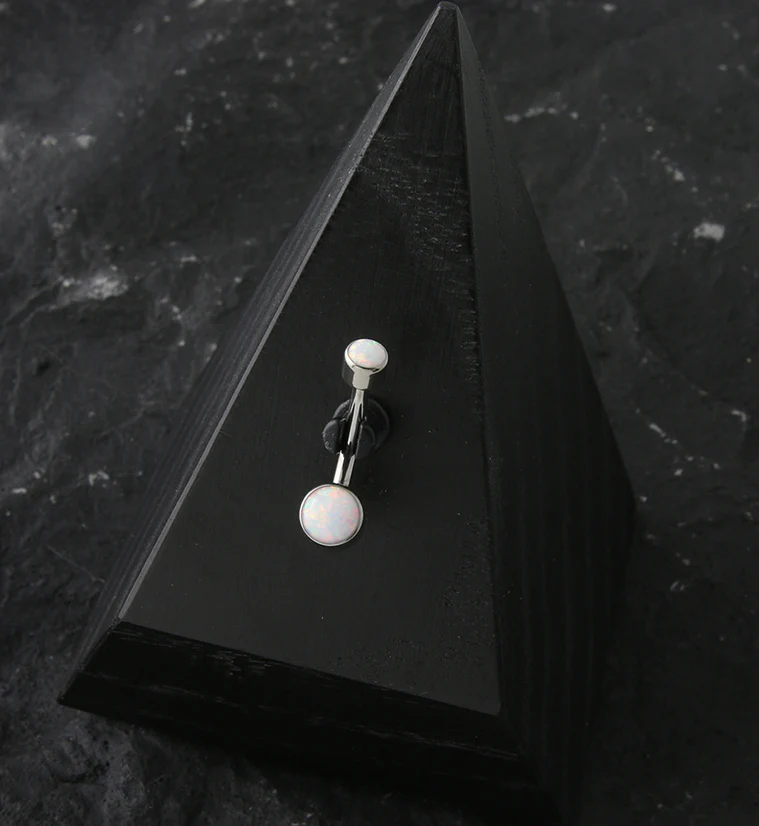 Opalite Bezel Titanium Belly Button Ring - Mrs Treak