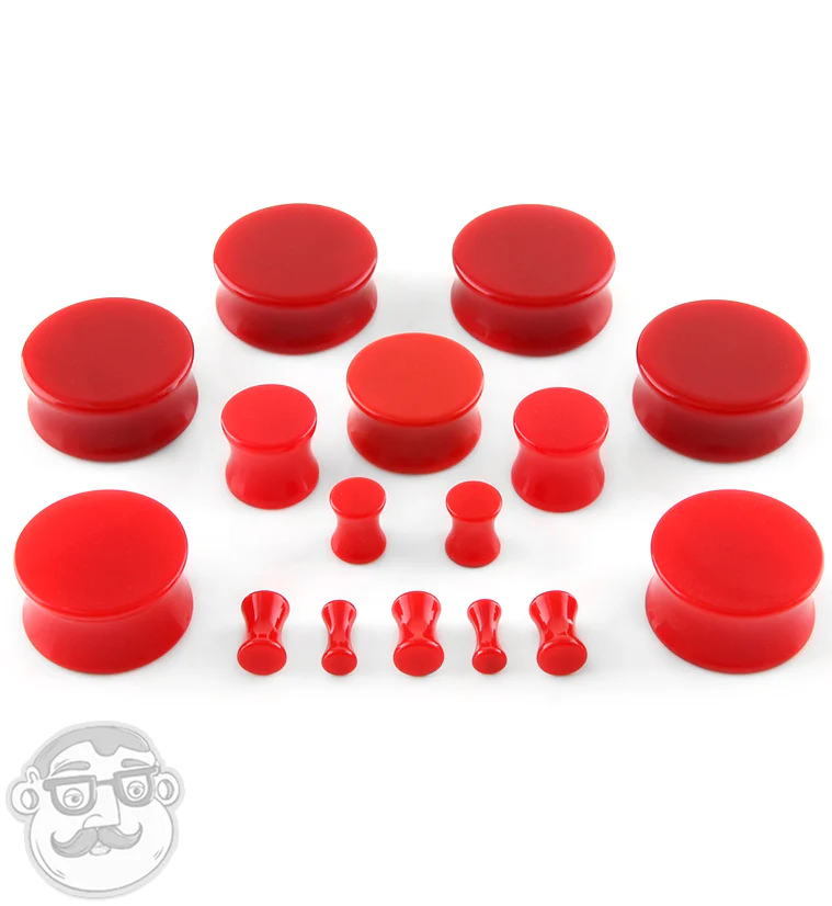 Red Double Flare Solid Plugs - Mrs Treak
