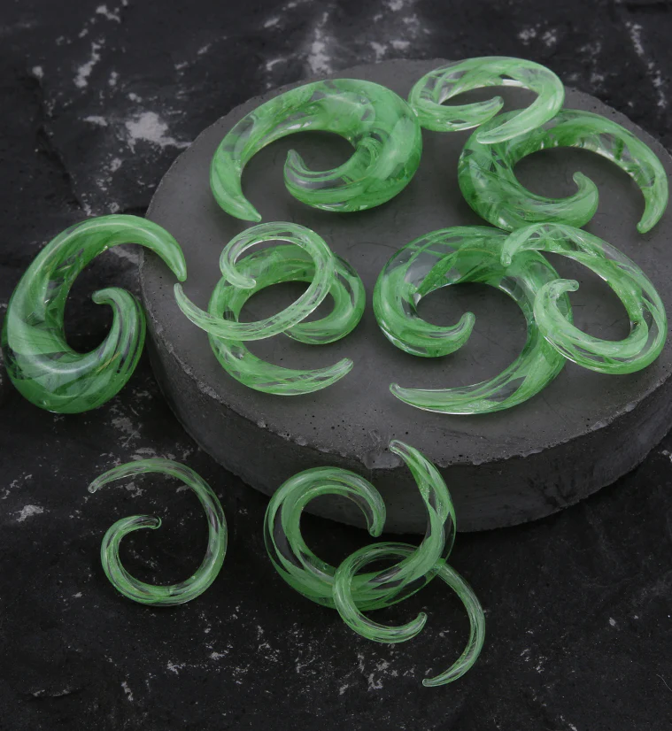 Green Swirl Glass Spirals - Mrs Treak