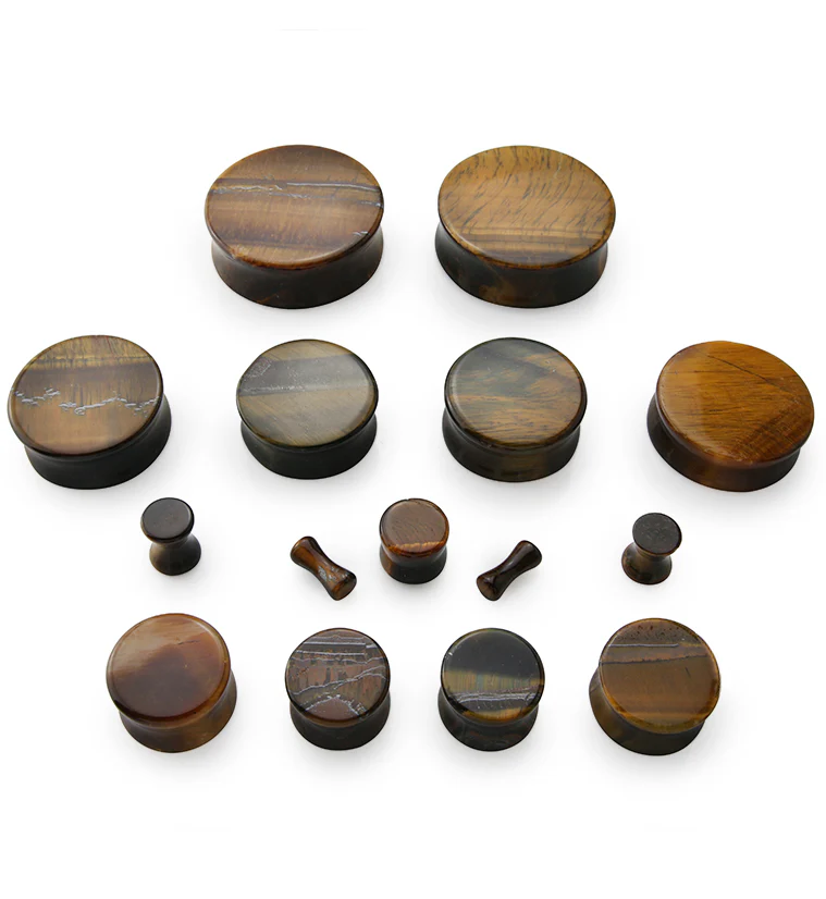Tiger Eye Double Flare Plugs - Mrs Treak