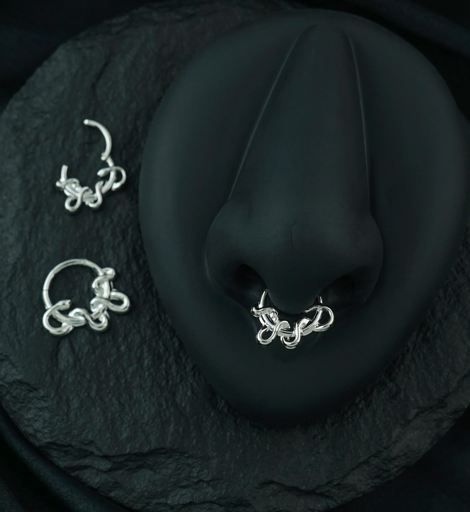 Arboreal Snake Stainless Steel Hinged Segment Ring - Mrs Treak