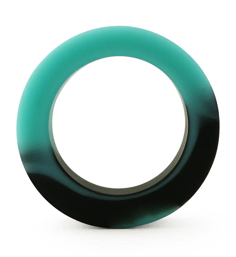 Teal And Black Double Flare Silicone Tunnel Plugs - Mrs Treak
