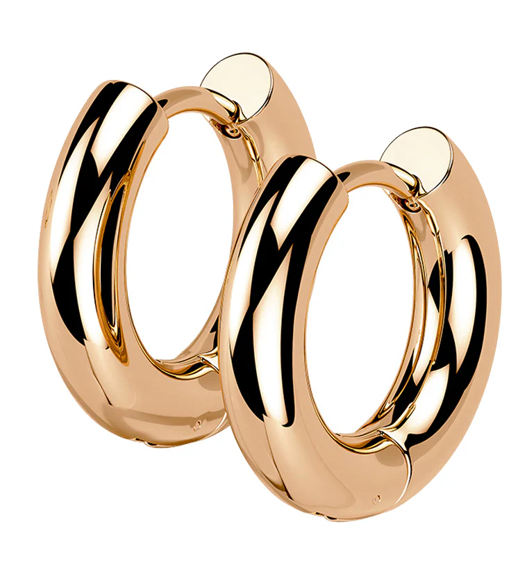 Rose Gold PVD Vast Stainless Steel Hinged Hoop Earrings - Mrs Treak