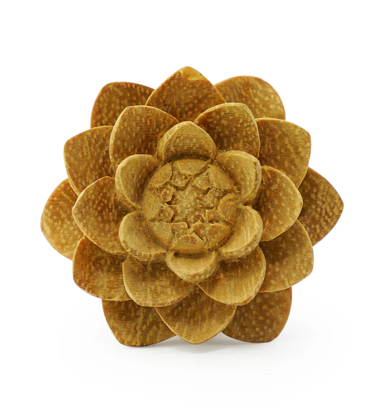 Jackfruit Wood Carved Camellia Flower Plugs - Mrs Treak