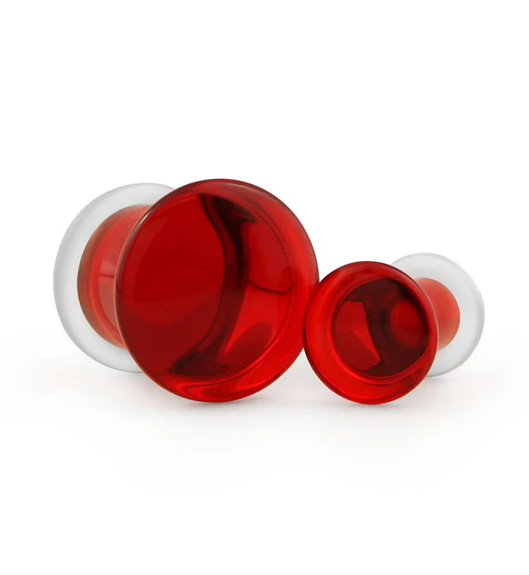 Red Glass Plugs - Single Flare - Mrs Treak
