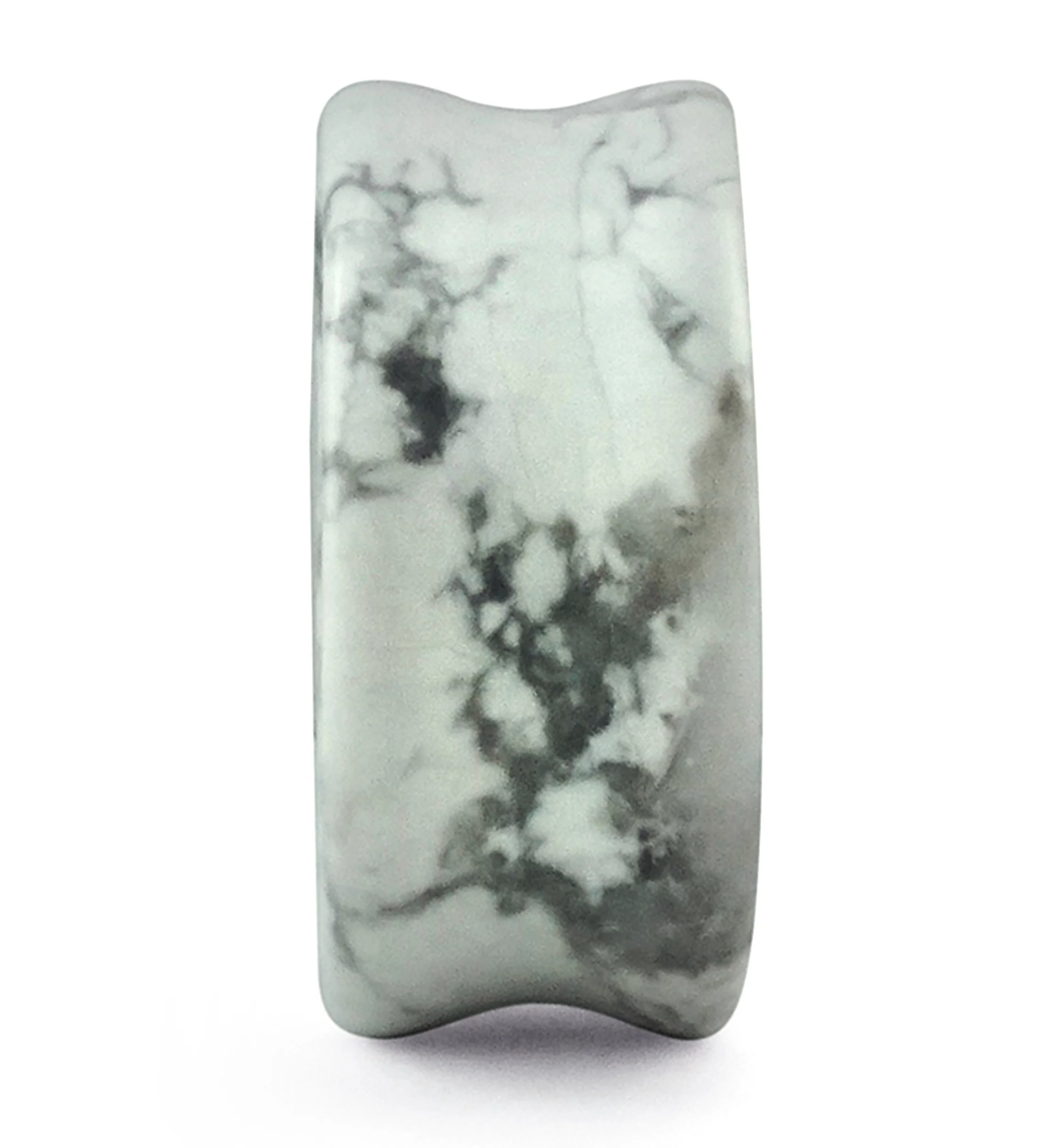 White Howlite Stone Double Flare Tunnels - Mrs Treak