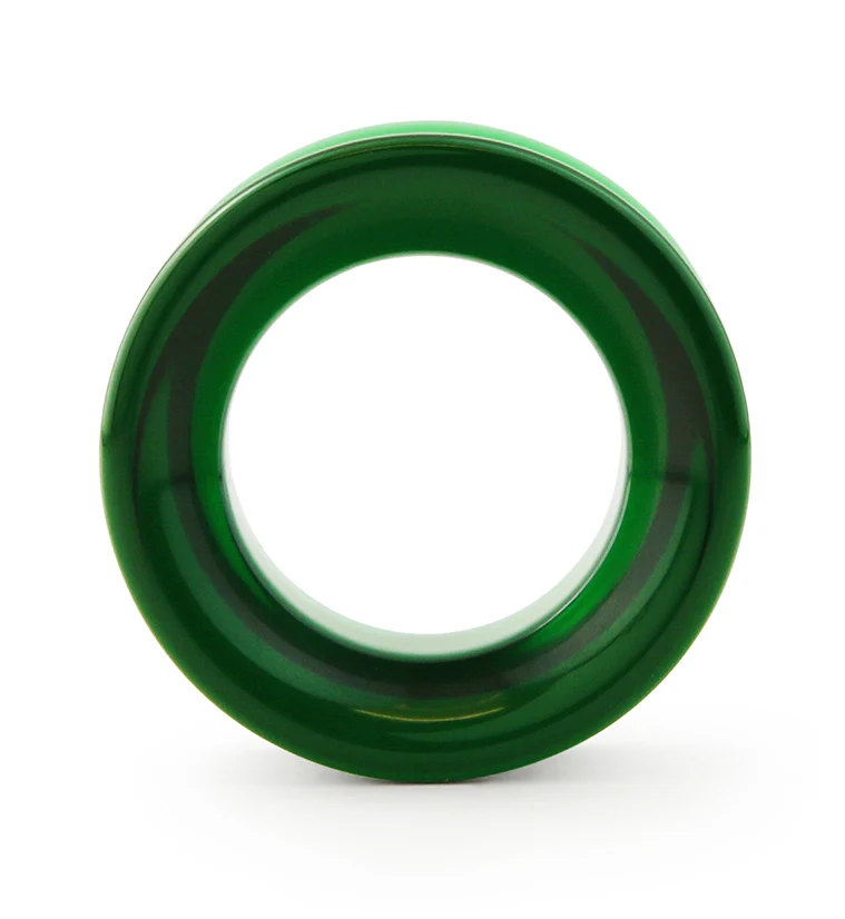 Emerald Green Glass Tunnel Plugs - Mrs Treak
