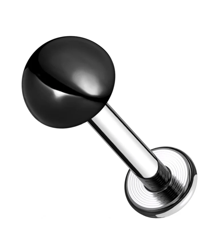 16G Black Dome Top Titanium Labret - Mrs Treak