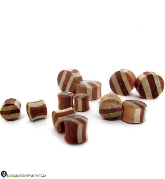 Saba Wood Striped Plugs - Mrs Treak