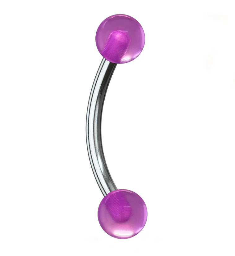 Glow In The Dark Stainless Steel Curved Barbell - Mrs Treak