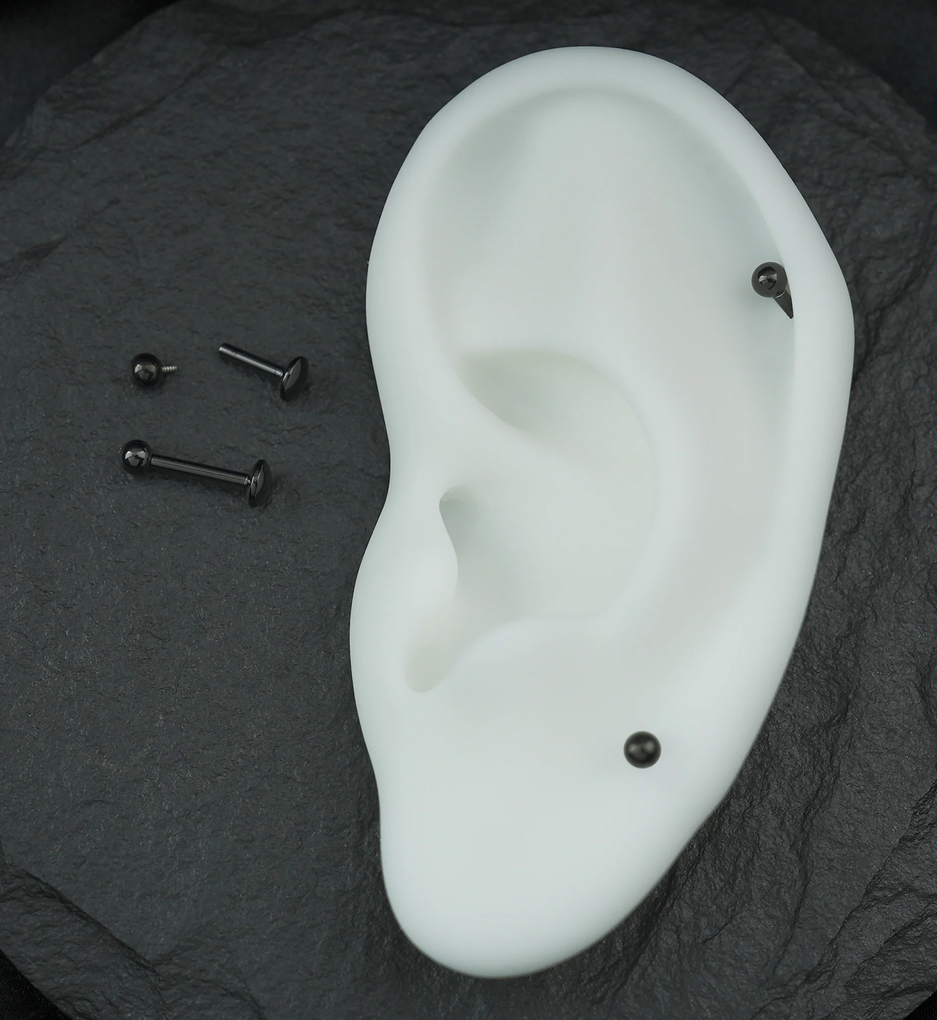 Black PVD Ball Top Internally Threaded Titanium Convex Disk Labret - Mrs Treak