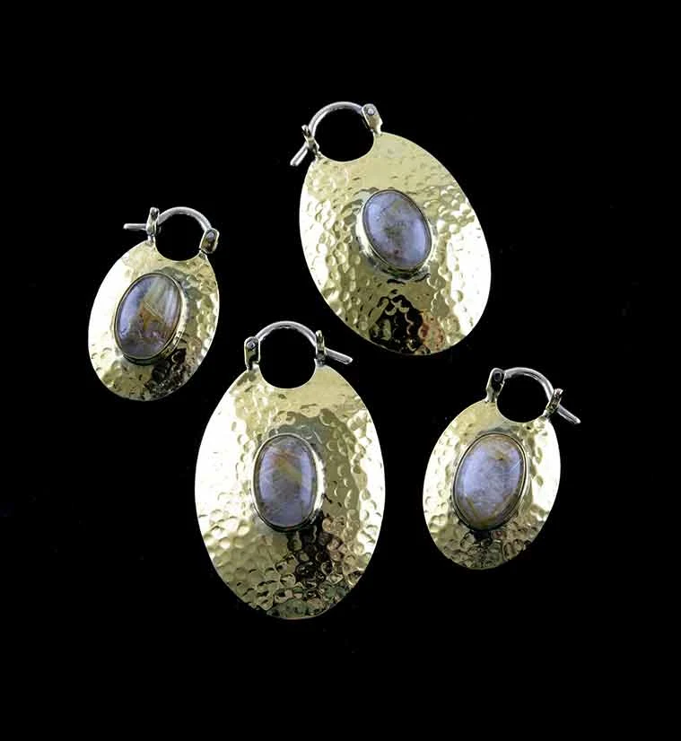 Oviform Hammered Brass Hangers - Earrings - Mrs Treak
