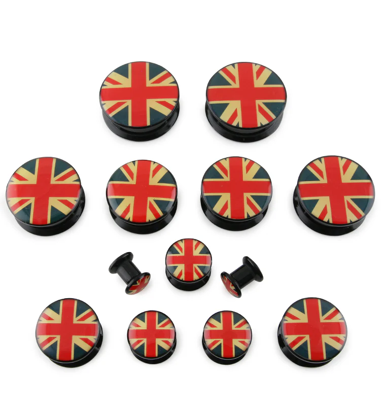 Acrylic UK Flag Plugs - Mrs Treak