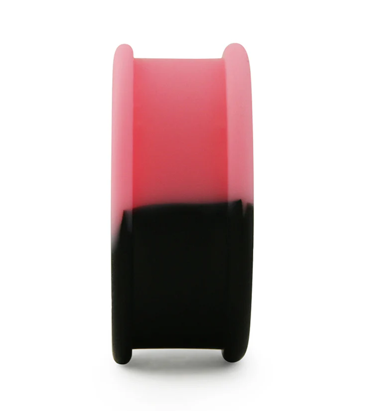 Pink And Black Double Flare Silicone Tunnel Plugs - Mrs Treak