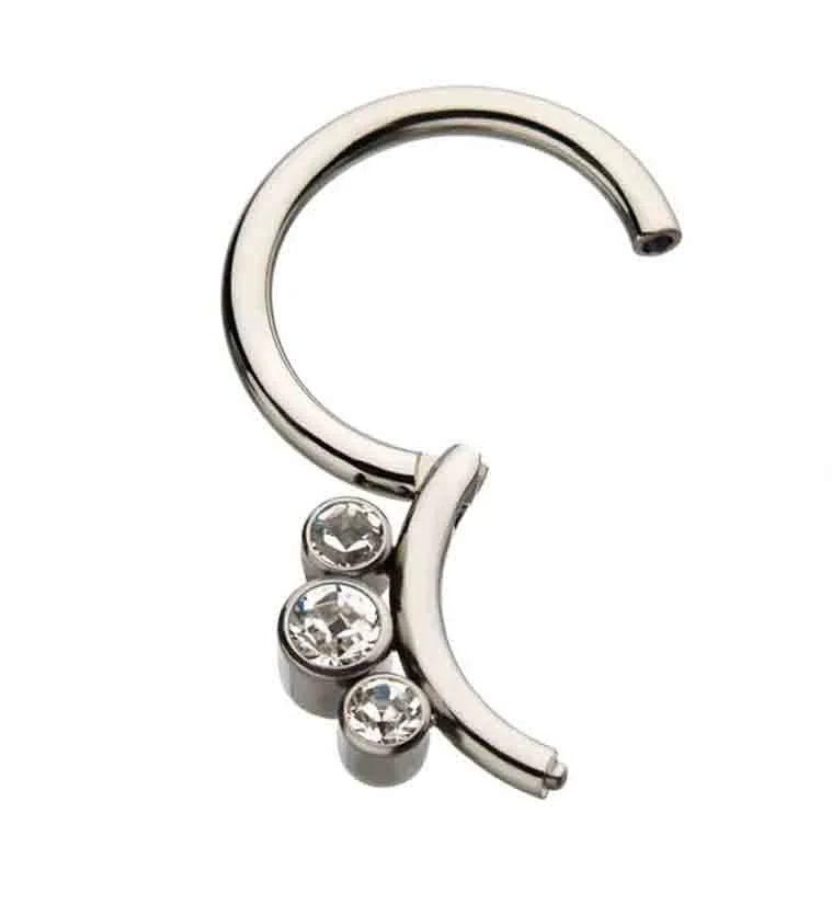 Titanium Hinged Triple CZ Segment Ring - Mrs Treak