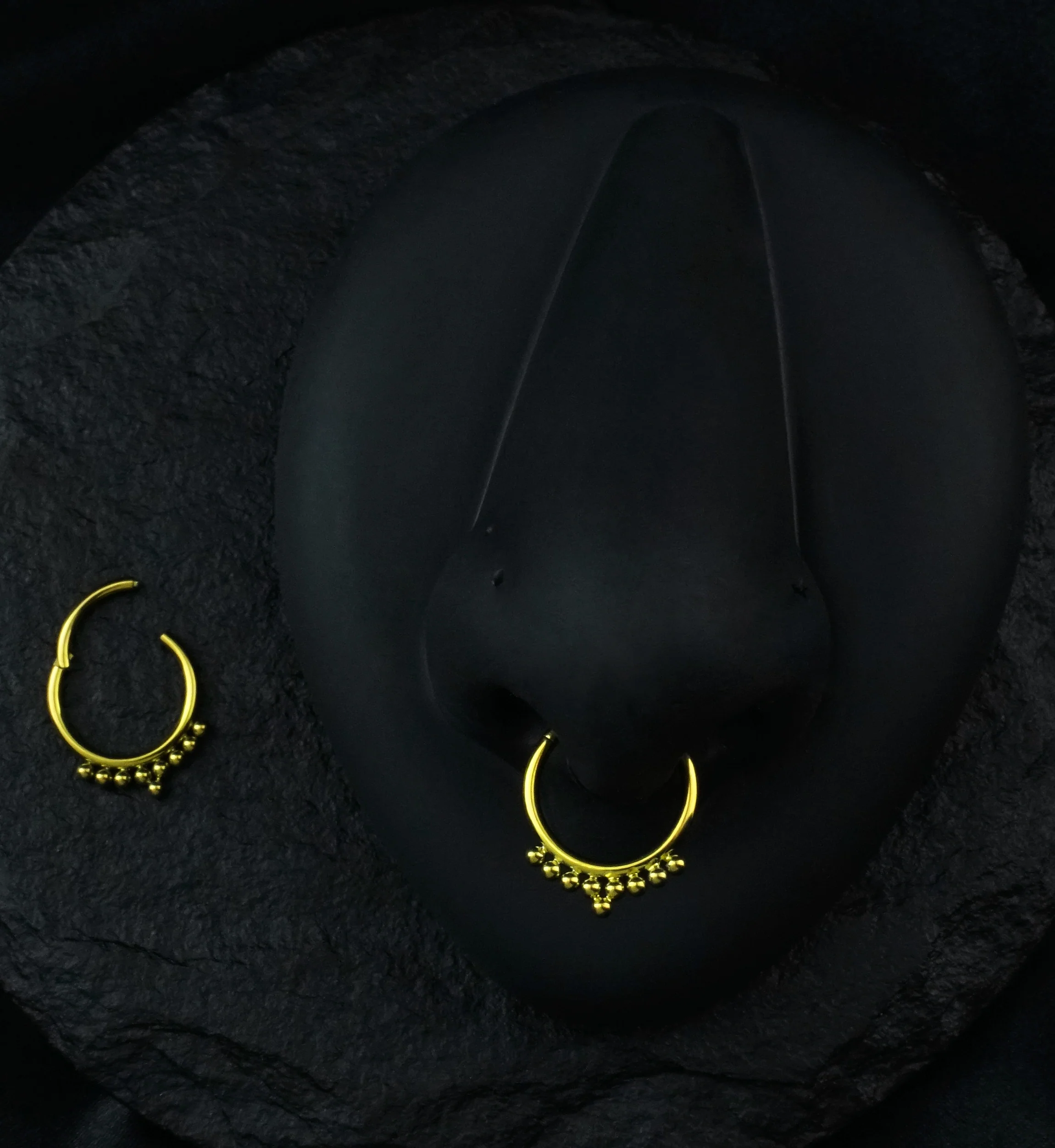 Gold PVD Beaded Stacked Hinged Segment Ring - Mrs Treak