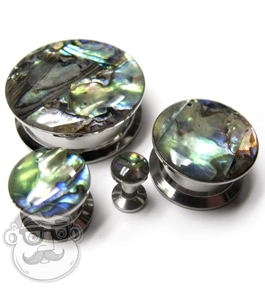 Abalone Shell Top Stainless Steel Plugs - Mrs Treak
