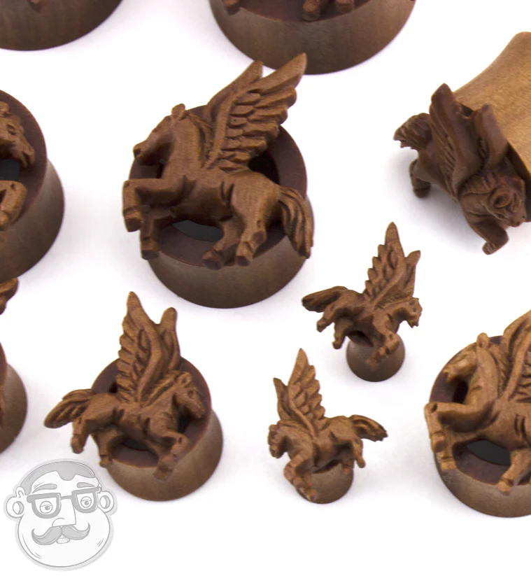 Pegasus Carved Saba Wood Tunnels - Mrs Treak