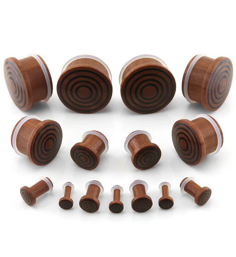 Single Flare Saba Wood Plugs with Triple Target Inlay - Mrs Treak
