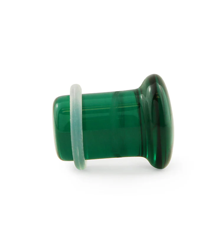 Emerald Green Glass Plugs - Single Flare - Mrs Treak