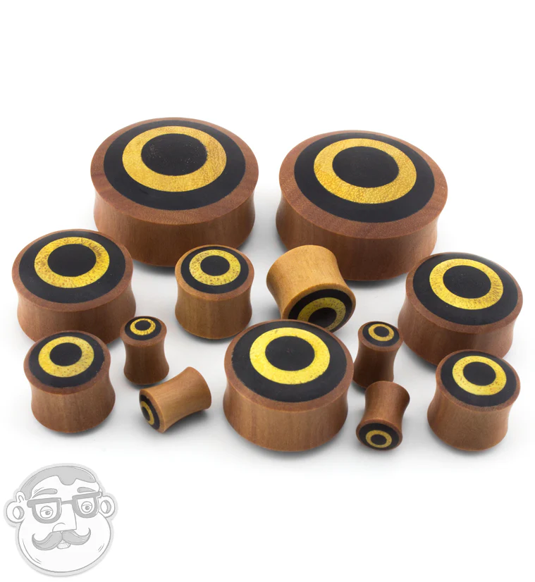 Saba Wood Plugs with Target Arang Wood Inlay - Mrs Treak