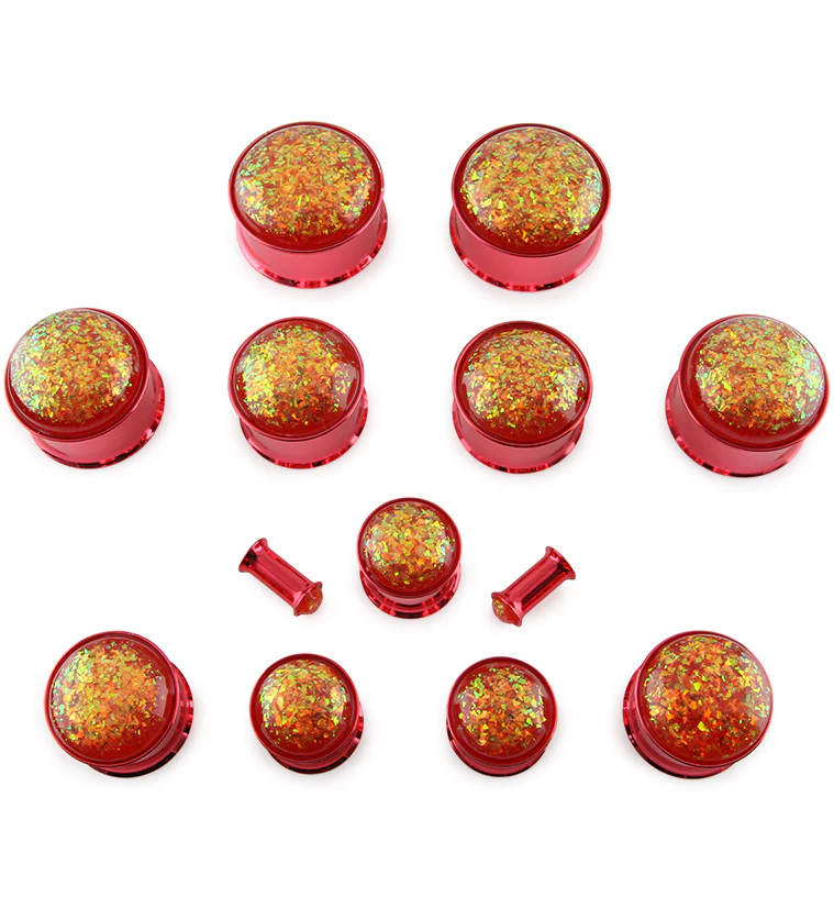 Red Opalite Flash PVD Stainless Steel Plugs - Mrs Treak