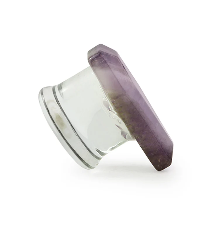 Amethyst Stone Coffin Double Flare Glass Plugs - Mrs Treak