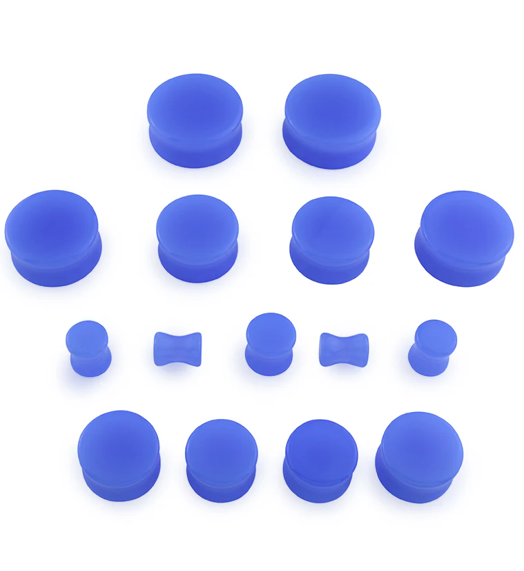 Periwinkle Glass Double Flare Plugs - Mrs Treak