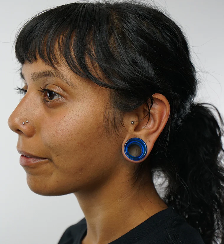 Oceano Blue Glass Tunnel Plugs - Mrs Treak