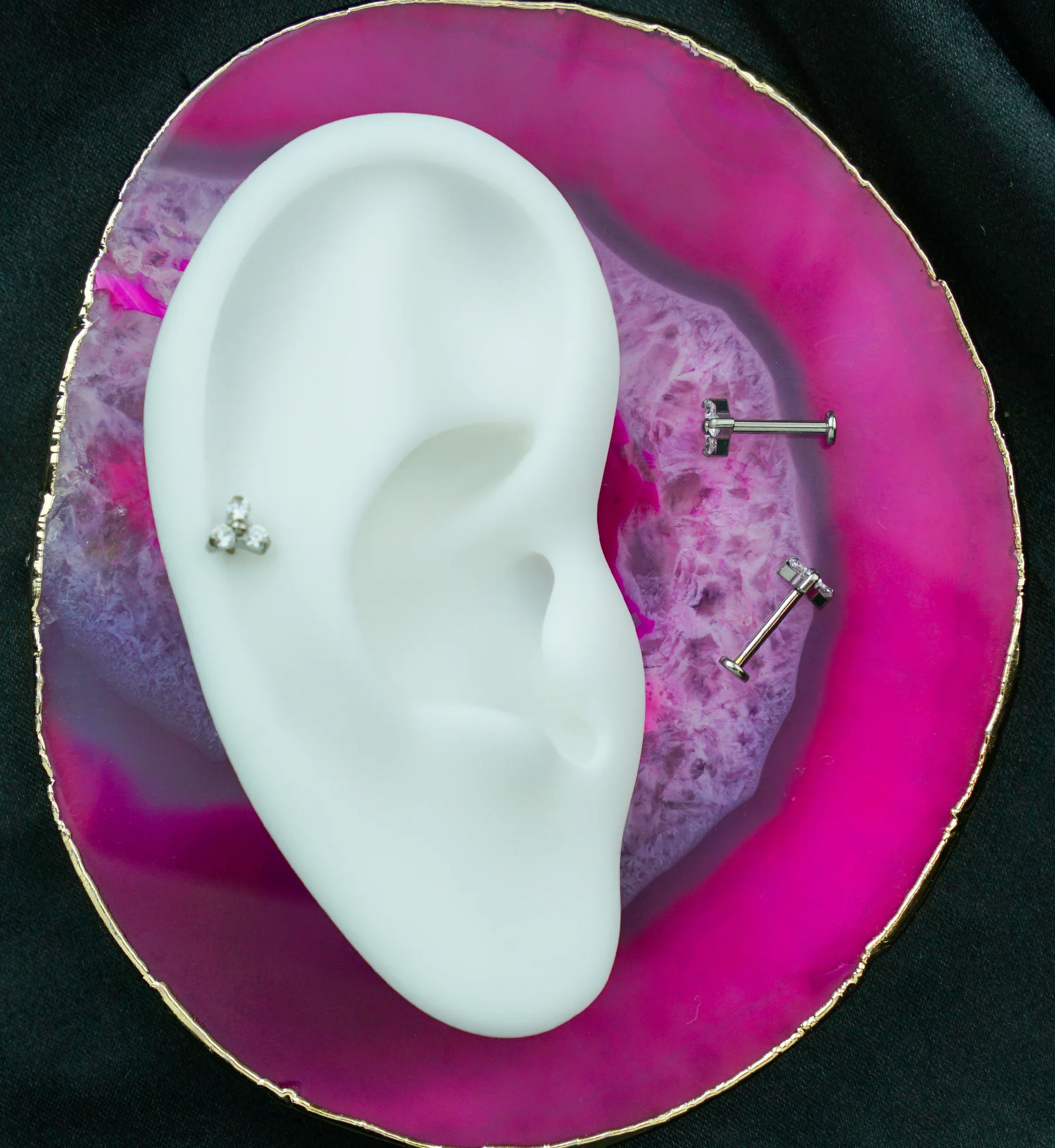 Trinity Clear CZ Titanium Threadless Labret - Mrs Treak