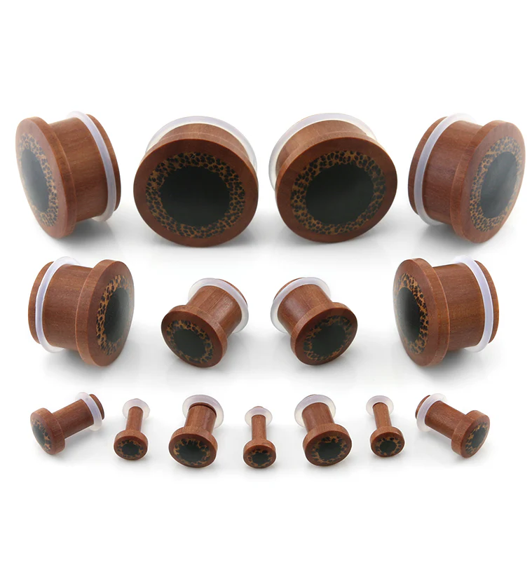 Single Flare Saba Wood Plugs with Coconut & Areng Inlay - Mrs Treak