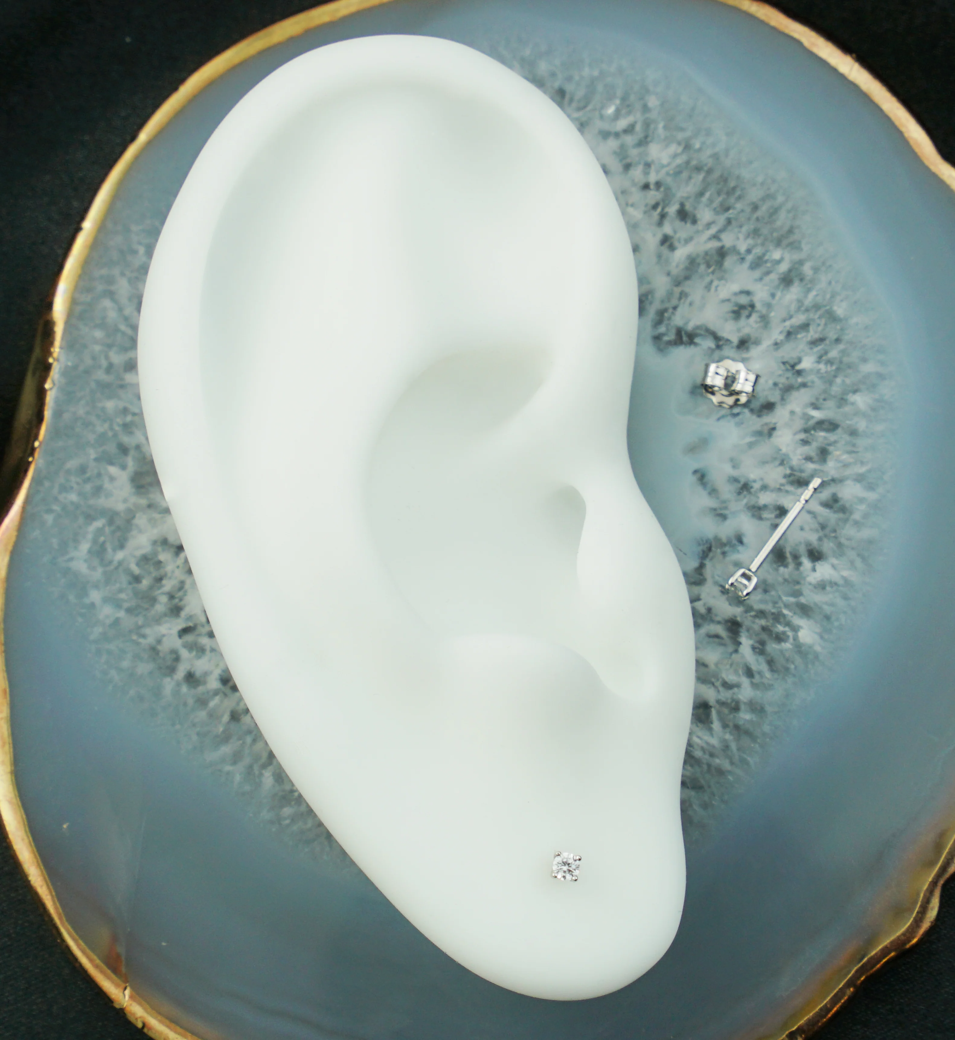 14kt White Gold April Birthstone Clear CZ Stud Earrings - Mrs Treak