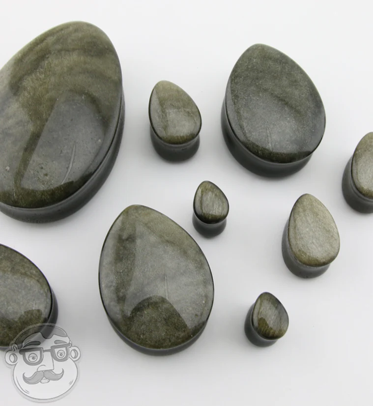 Golden Obsidian Teardrop Stone Plugs - Mrs Treak