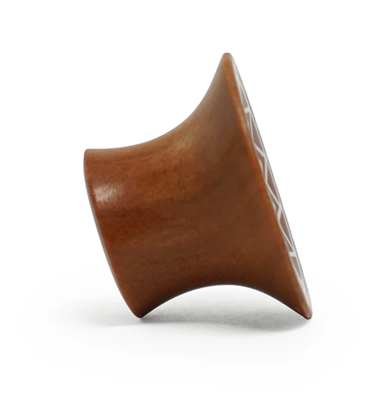 Saba Wood Mayan Flare Tunnels With Tribal Inlay - Mrs Treak