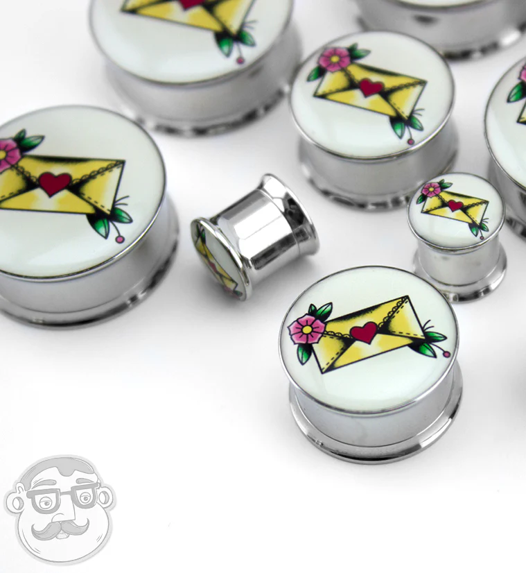 Love Letter Tattoo Steel Plugs - Mrs Treak