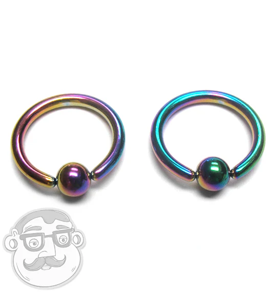 Rainbow Captive Steel Nipple Ring - Mrs Treak