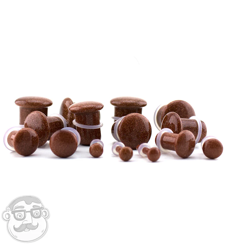 Single Flare Goldstone Glass Plugs - Mrs Treak