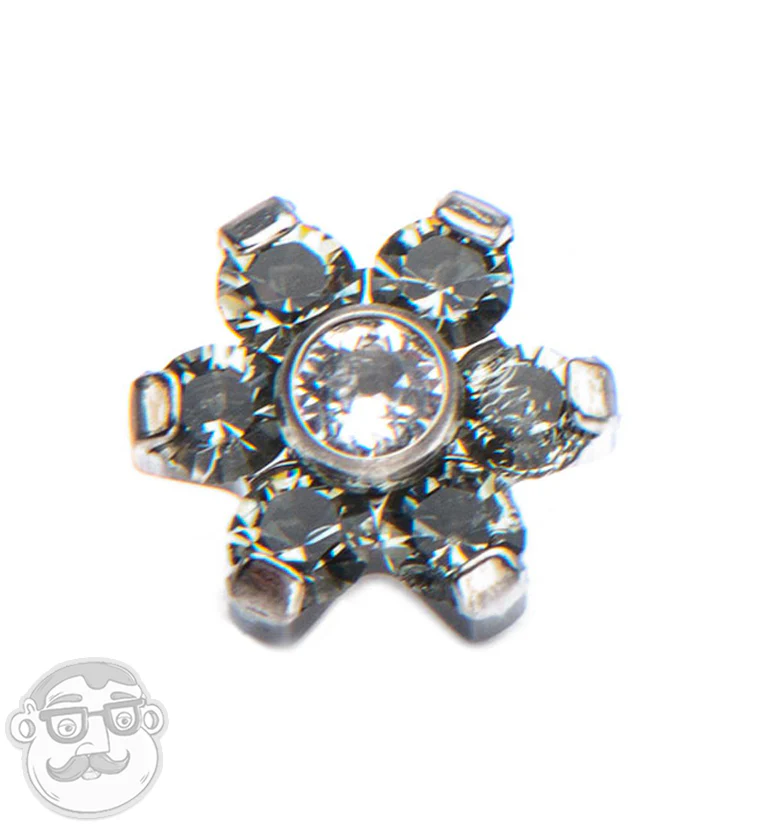 Gray & Clear Floret Titanium Threaded End - Mrs Treak