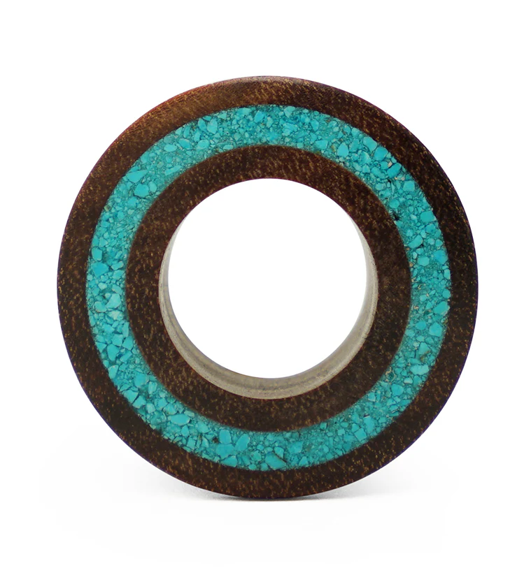 Saba Wood Tunnels with Turquoise Rim - Mrs Treak