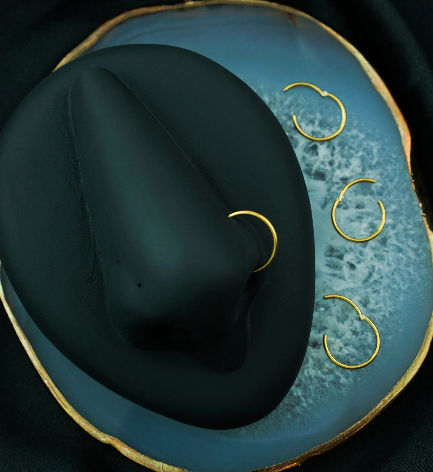 Gold PVD Hinged Stainless Steel Segment Hoop Ring - Mrs Treak