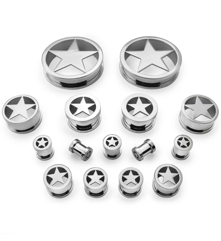 Stainless Steel Star Tunnel Plugs - Mrs Treak