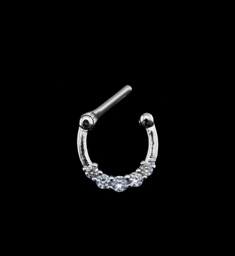 Basic CZ Stainless Steel Septum Clicker - Mrs Treak