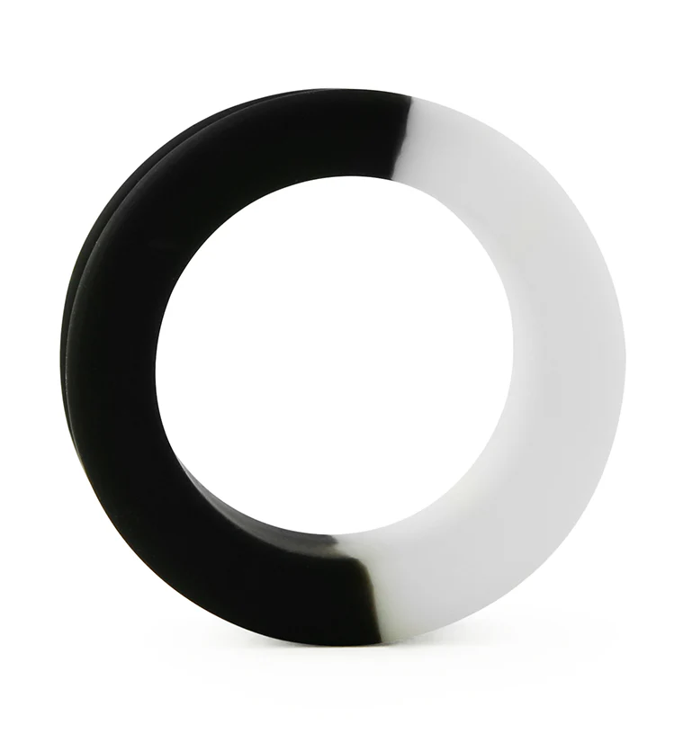 Black And White Double Flare Silicone Tunnel Plugs - Mrs Treak