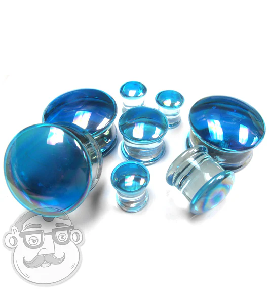 Blue Oil Splash Glass Plugs - Mrs Treak